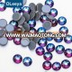 Wholesale price 2028 same cut glass ss16 blue flame round hot fix rhinestone volcanic for garment accessories