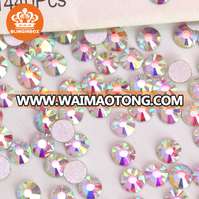 Factory wholesale shiny nail art rhinestones crystal AB color nail art glass non hot fix rhinestones for DIY Nails decoration